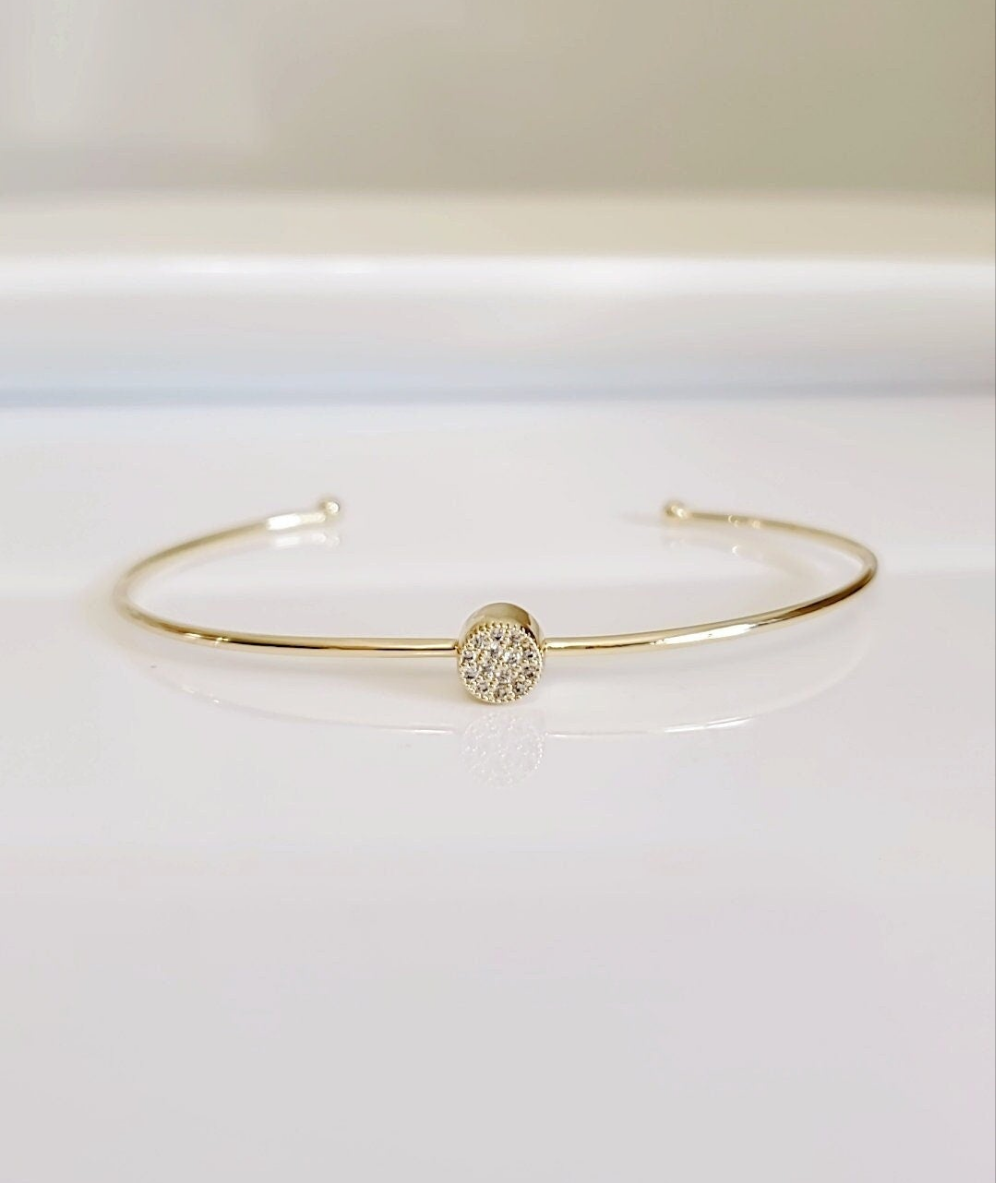 Dainty Gold Open Thin Bangle - view 10