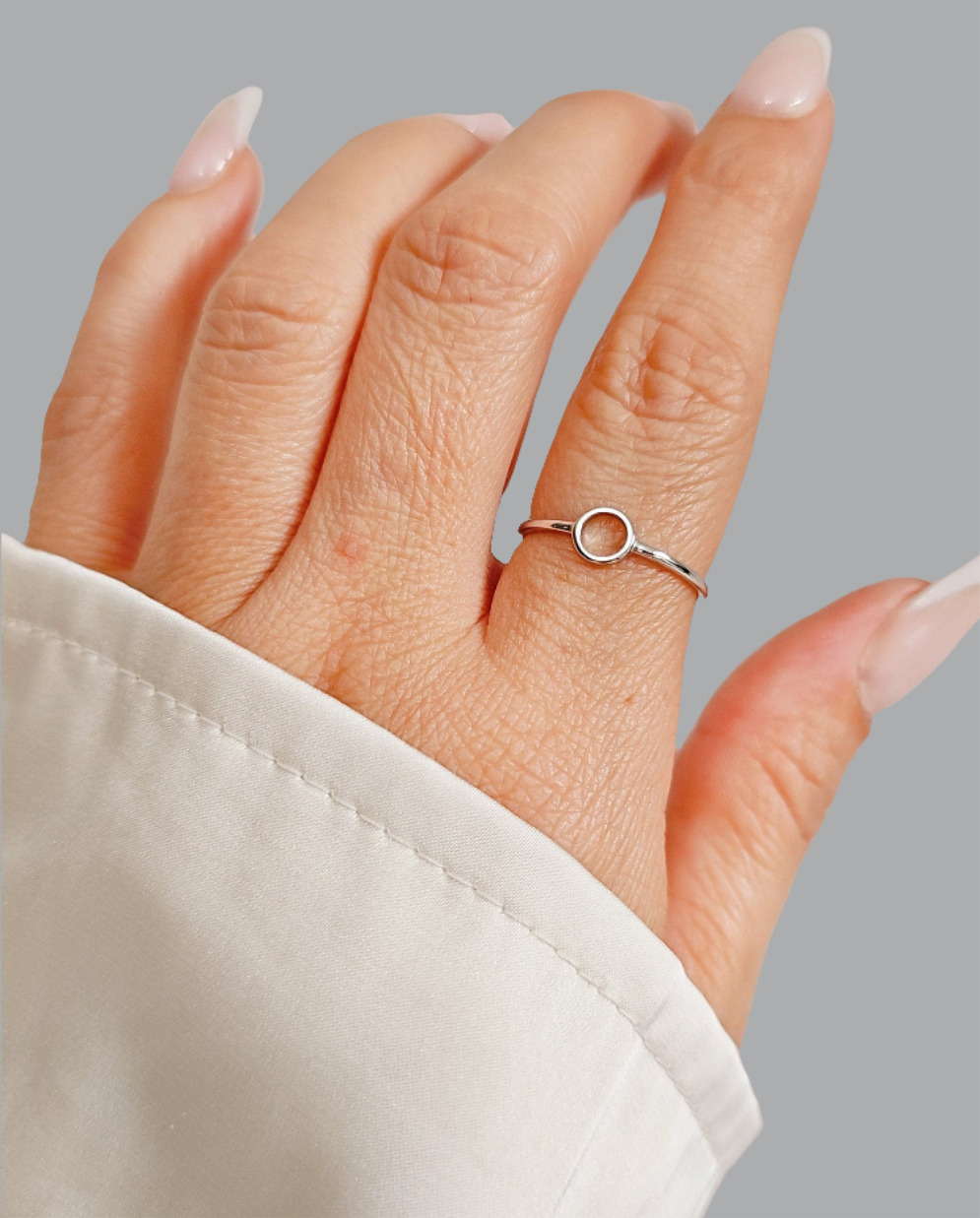 Sterling Silver Dainty Open Circle Ring - view 2