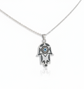 Sterling Silver Mother of Pearl Evil Eye Pendant Necklace