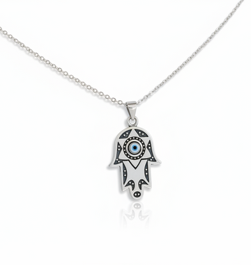 Sterling Silver Mother of Pearl Evil Eye Pendant Necklace