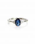 Sterling Silver Precious Oval Cut Sapphire Ring