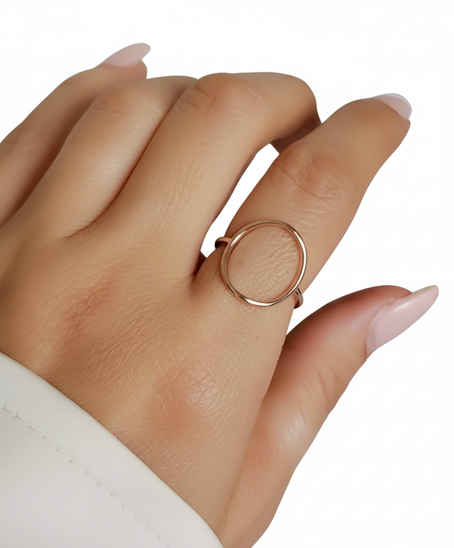 Sterling Silver Large Circle Halo Ring