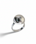 Sterling Silver Geometric Half Globe Ball Ring