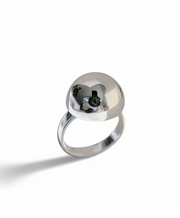 Sterling Silver Geometric Half Globe Ball Ring