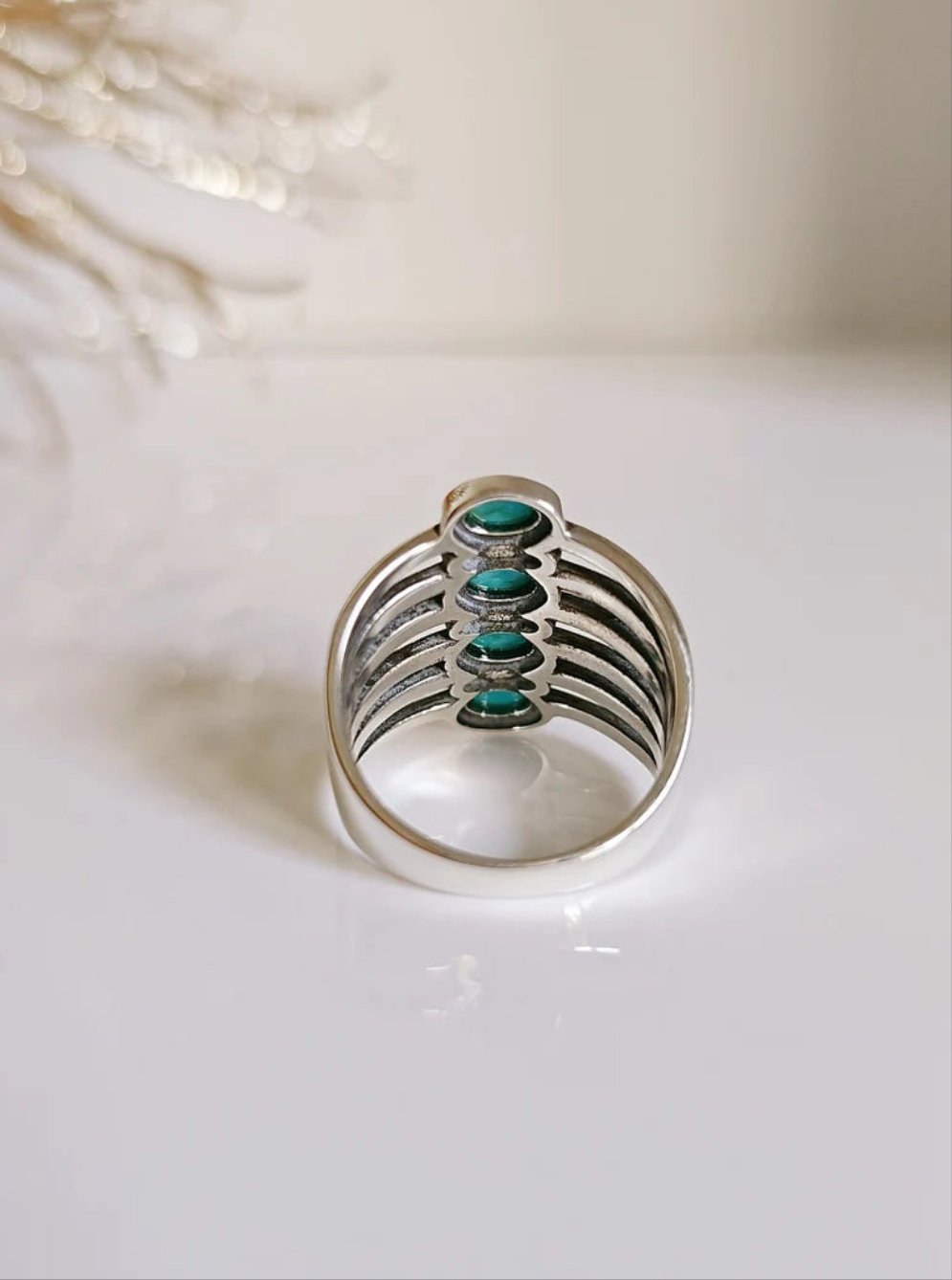 Sterling Silver Genuine Turquoise Bohemian Statement Ring - view 9
