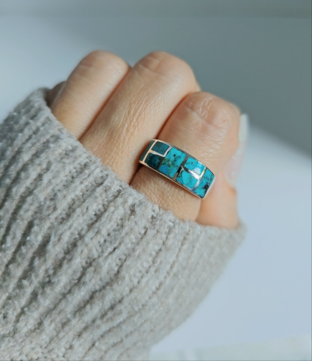 Sterling Silver Turquoise Statement Bold Ring - view 4