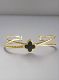Black Flower Gold Bangle - view 7
