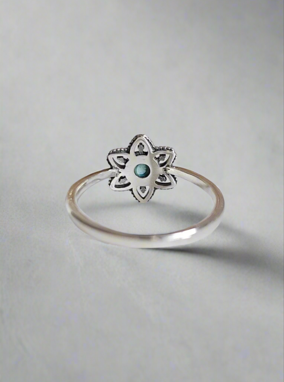 Sterling Silver 925 Turquoise Mandala Minimalist Ring - view 7