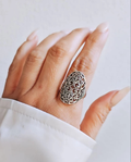 Sterling Silver Shield Filigree Ring - view 2