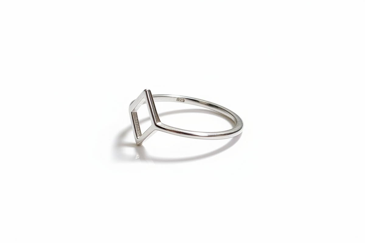 Sterling Silver Diamond Shape Ring - view 3