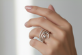Sterling Silver Thin Crescent Moon Star Ring - view 5