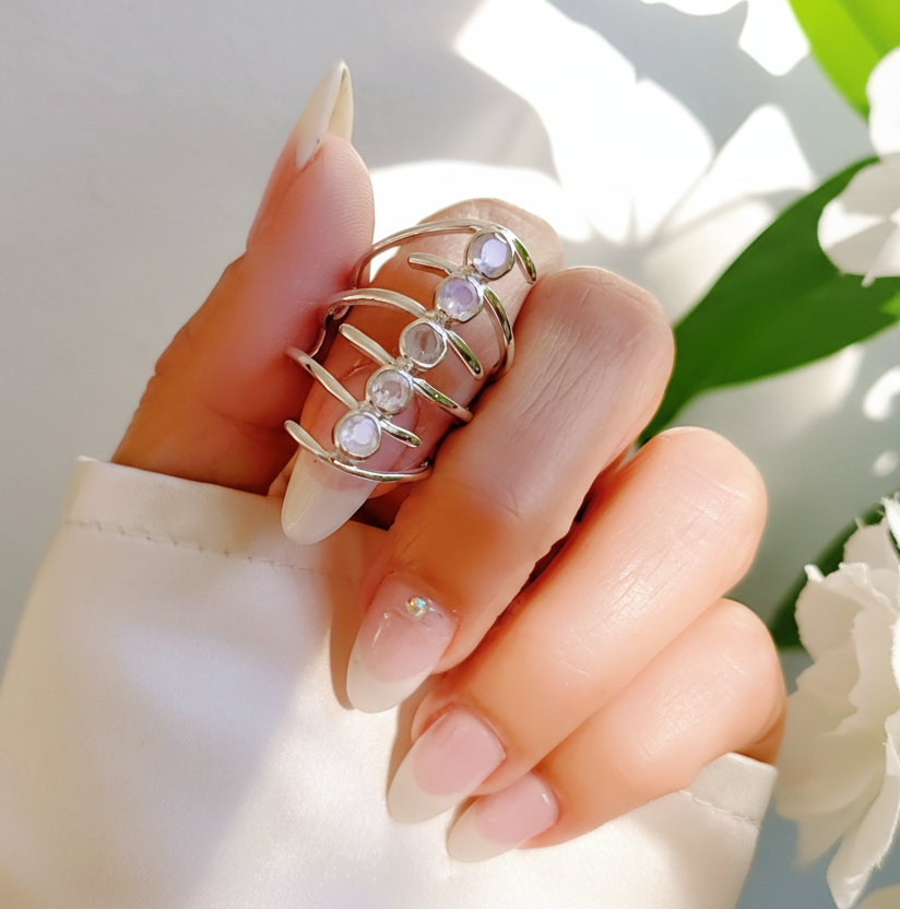 Sterling Silver Natural Moonstone Bold Shield Ring - view 7