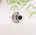 Sterling Silver Crescent Black Onyx Moon Ring - view 10