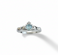 Sterling Silver Claddagh Aquamarine Ring - view 3