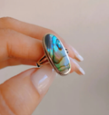Sterling Silver Genuine Abalone Bold Statement Ring - view 2