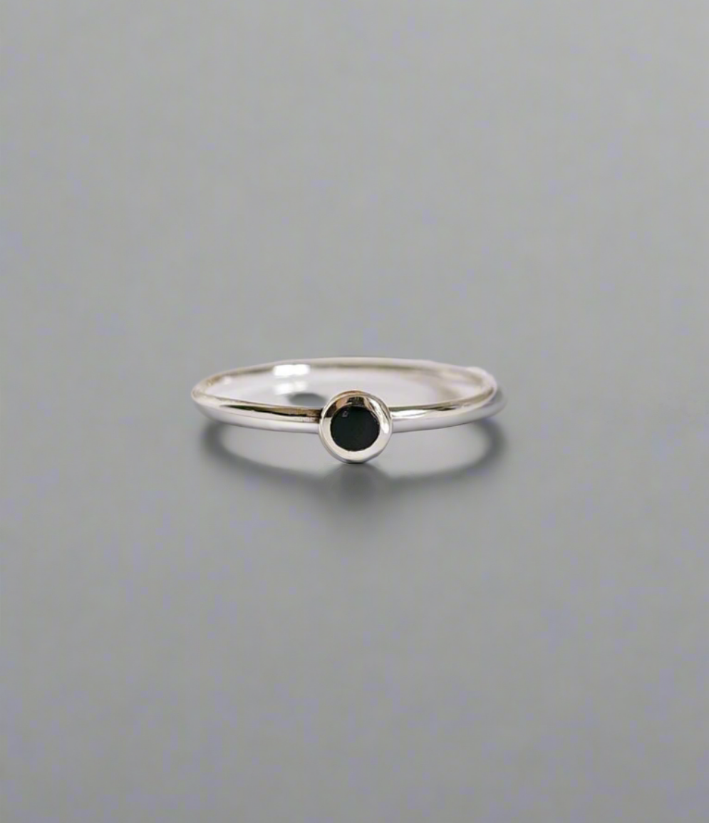 Dainty Black Onyx Sterling Silver Ring - view 7