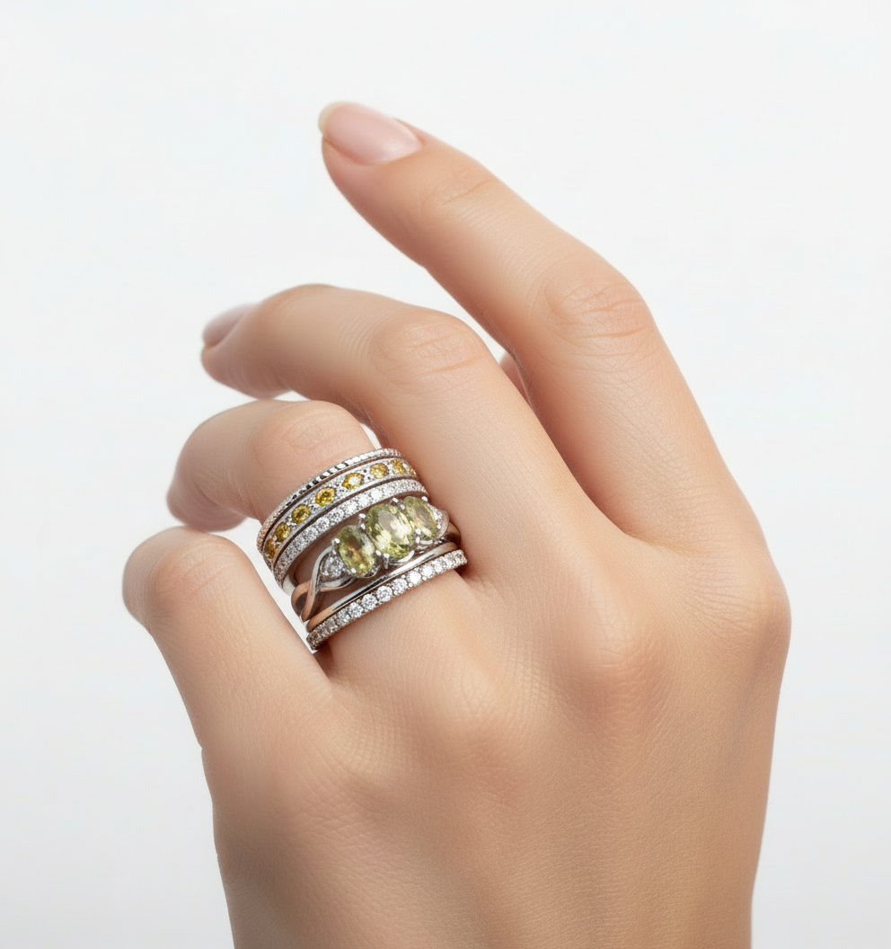 Sterling Silver Peridot Ring - view 6