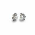 Sterling Silver 925 Dainty Pearl Fan Stud Earrings