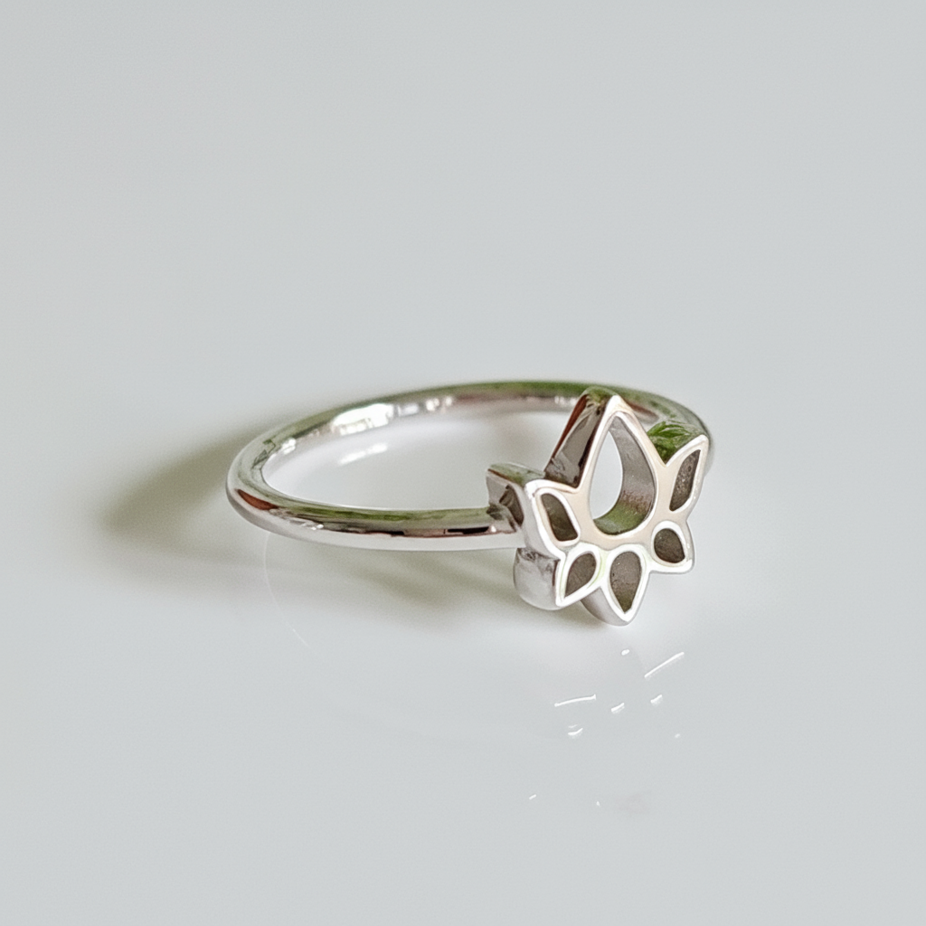 Sterling Silver Lotus Flower Ring - view 10