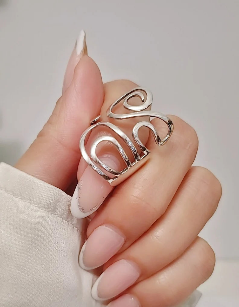 Sterling Silver 925 Swirl Shield Ring - view 8
