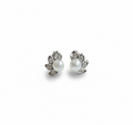 Sterling Silver 925 Dainty Pearl Fan Stud Earrings - view 7