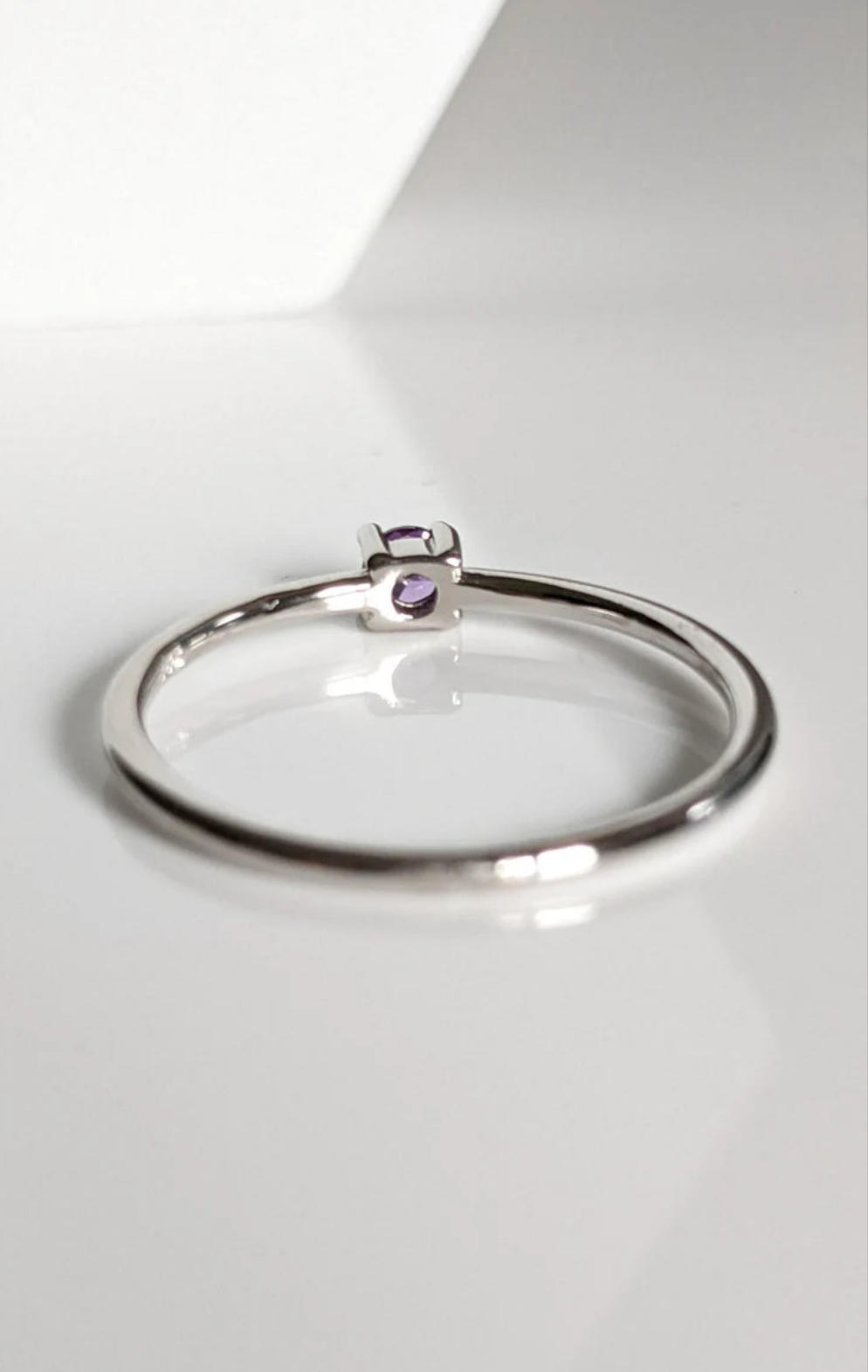 Sterling Silver Solitaire Amethyst Ring - view 5