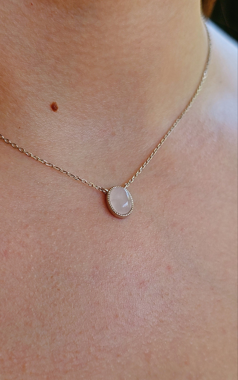 Sterling Silver Rose Quartz Pendant Necklace