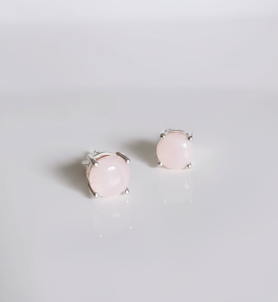 Sterling Silver 925 Pink Mother of Pearl Stud Earrings - view 4