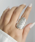 Sterling Silver 925 Shield Bold Bohemian Ring - view 9