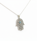 Sterling Silver Evil Eye Hamsa Necklace Chain