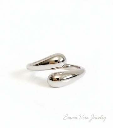 Sterling Silver Water Drop Adjustable Ring