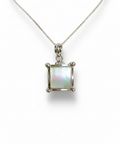Sterling Silver Natural Mother of Pearl Pendant Necklace - view 5