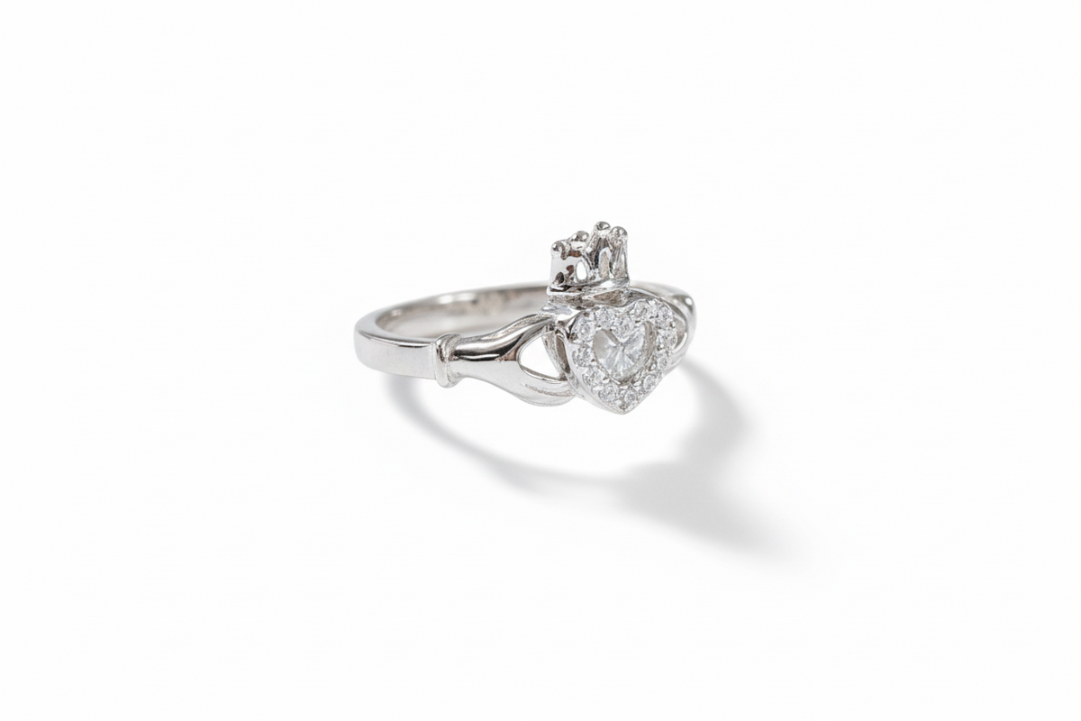 Sterling Silver Celtic Heart Crown Ring - view 3