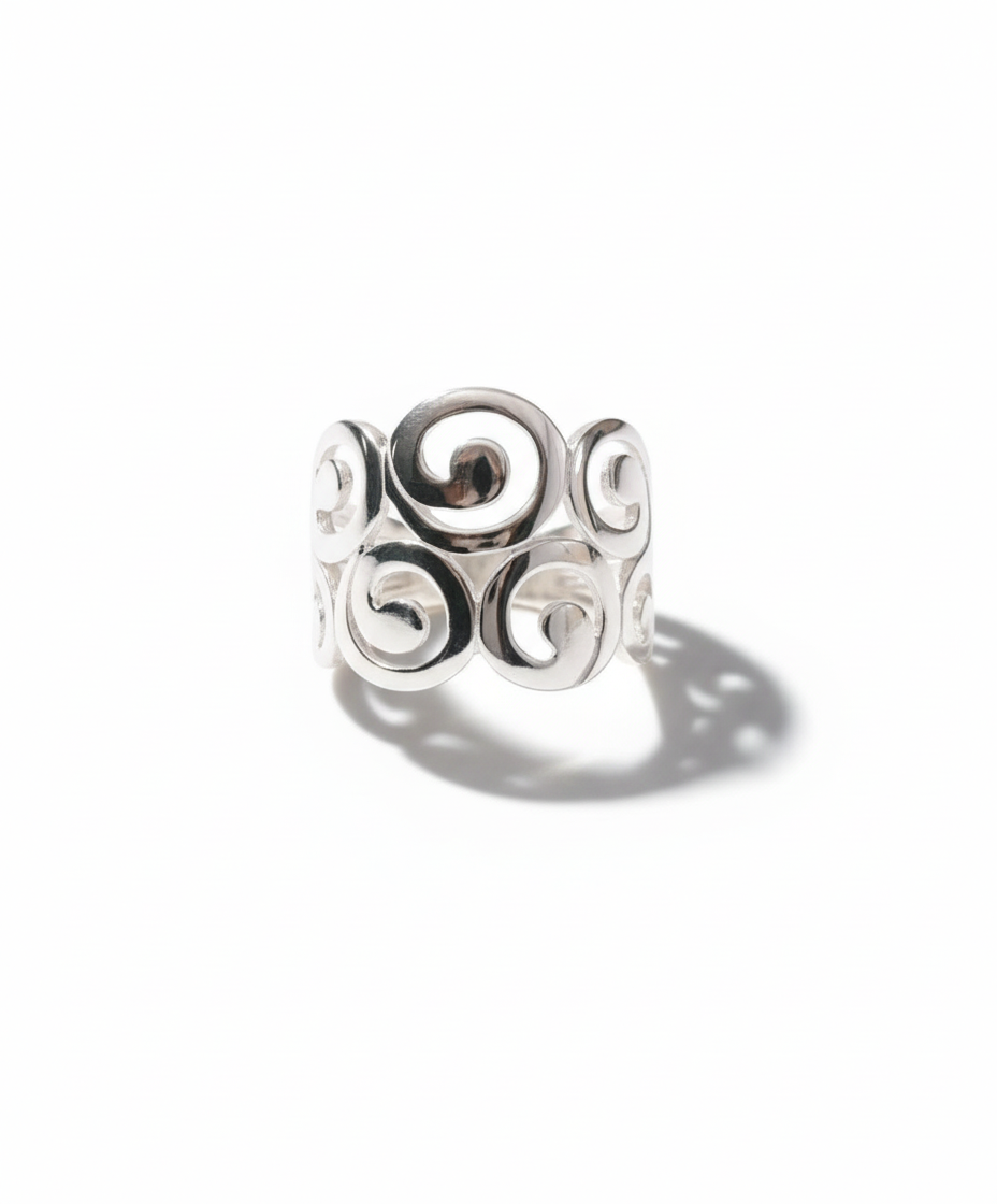 Sterling Silver 925 Swirls Spiral Bold Ring