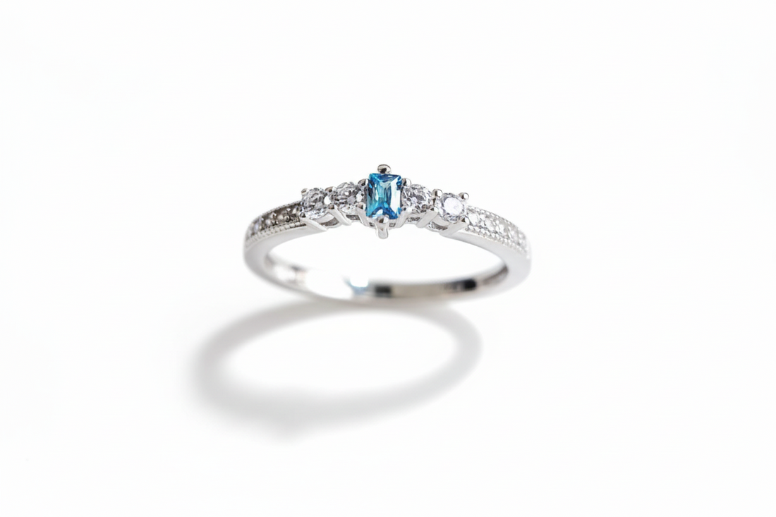 Sterling Silver Genuine Aquamarine Ring