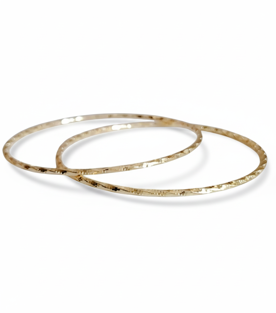 Gold Filled Bangles – Sparkling Thin Stacking Bangles for Women set of 7 - view 4
