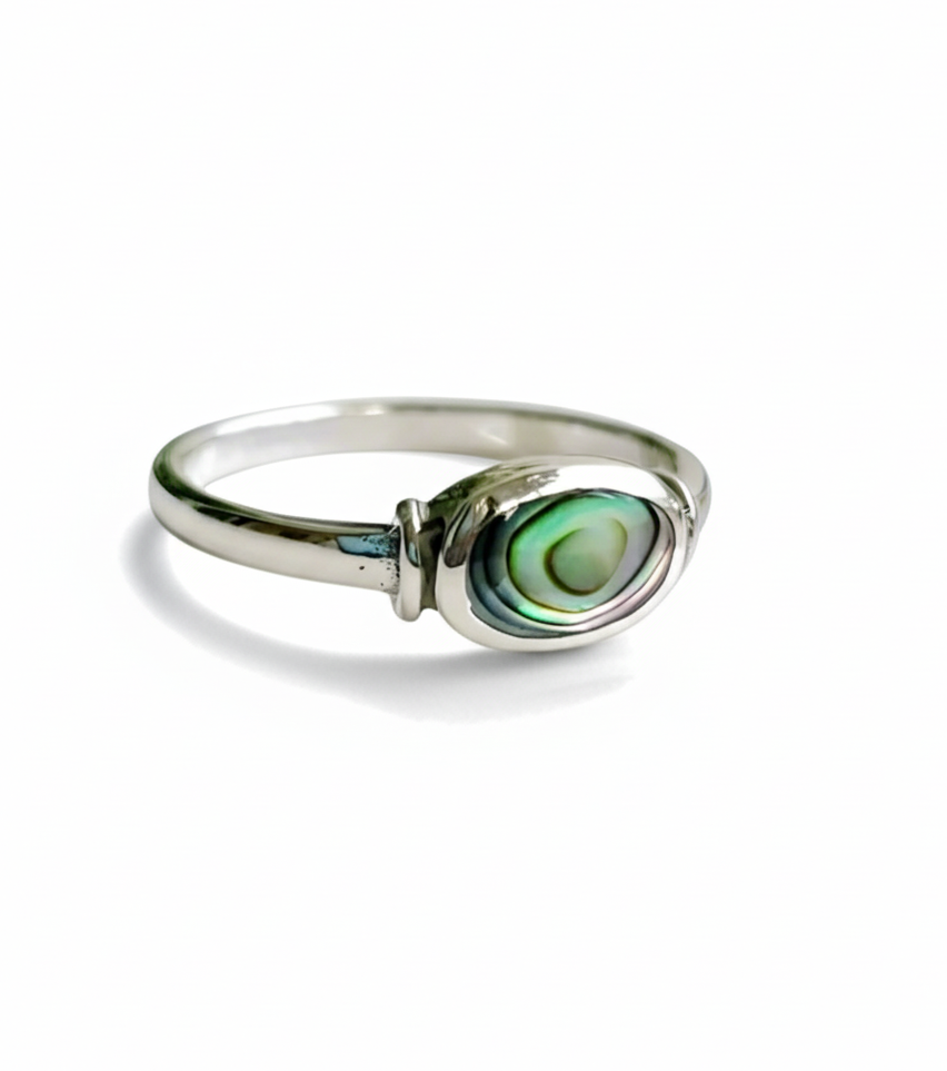 Sterling Silver 925 Genuine Abalone Ring