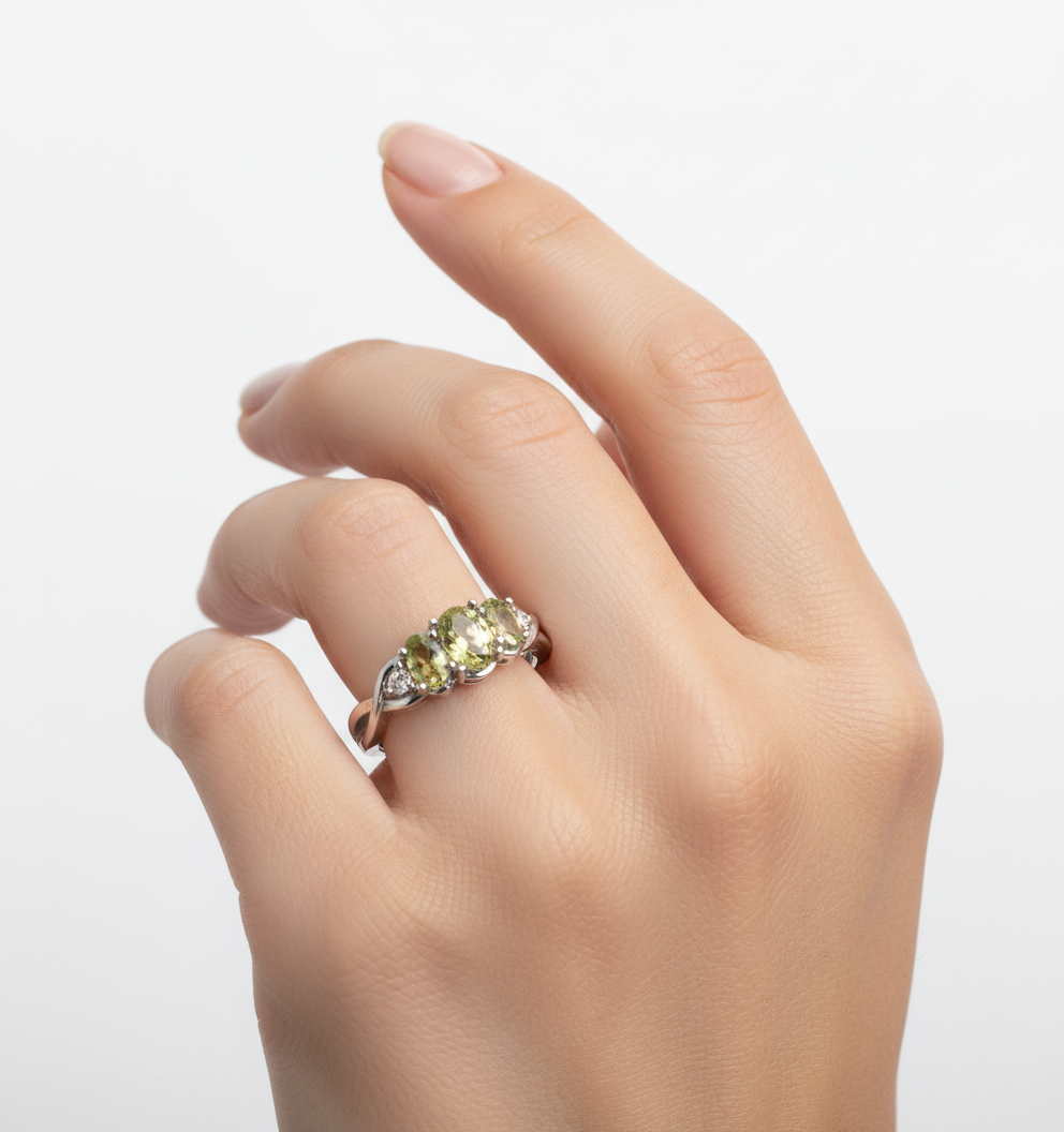 Sterling Silver Peridot Ring - view 2