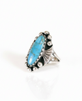 Sterling Silver Vintage Oval Turquoise Bali Ring