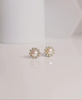 Sterling Silver 925 Fresh Water Pearl Flower Stud Earrings - view 8