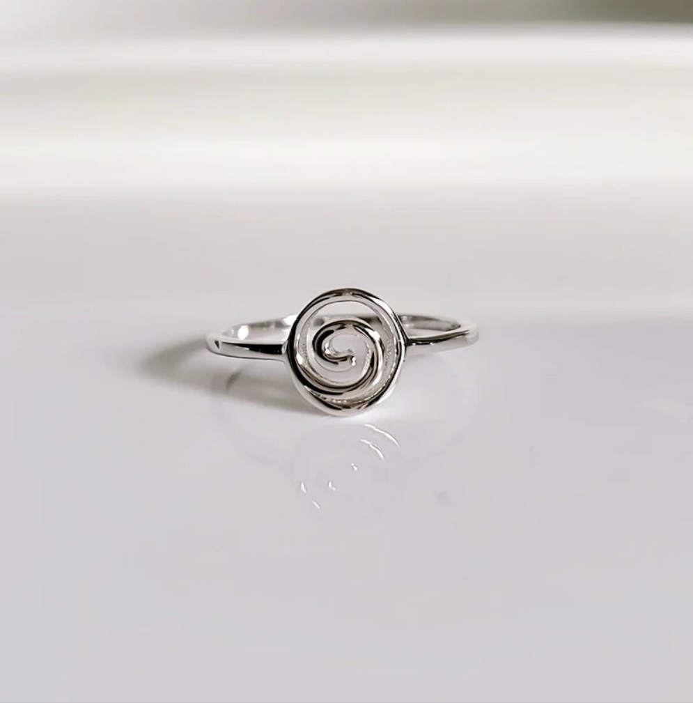 Sterling Silver Dainty Spiral Swirl Ring - view 9