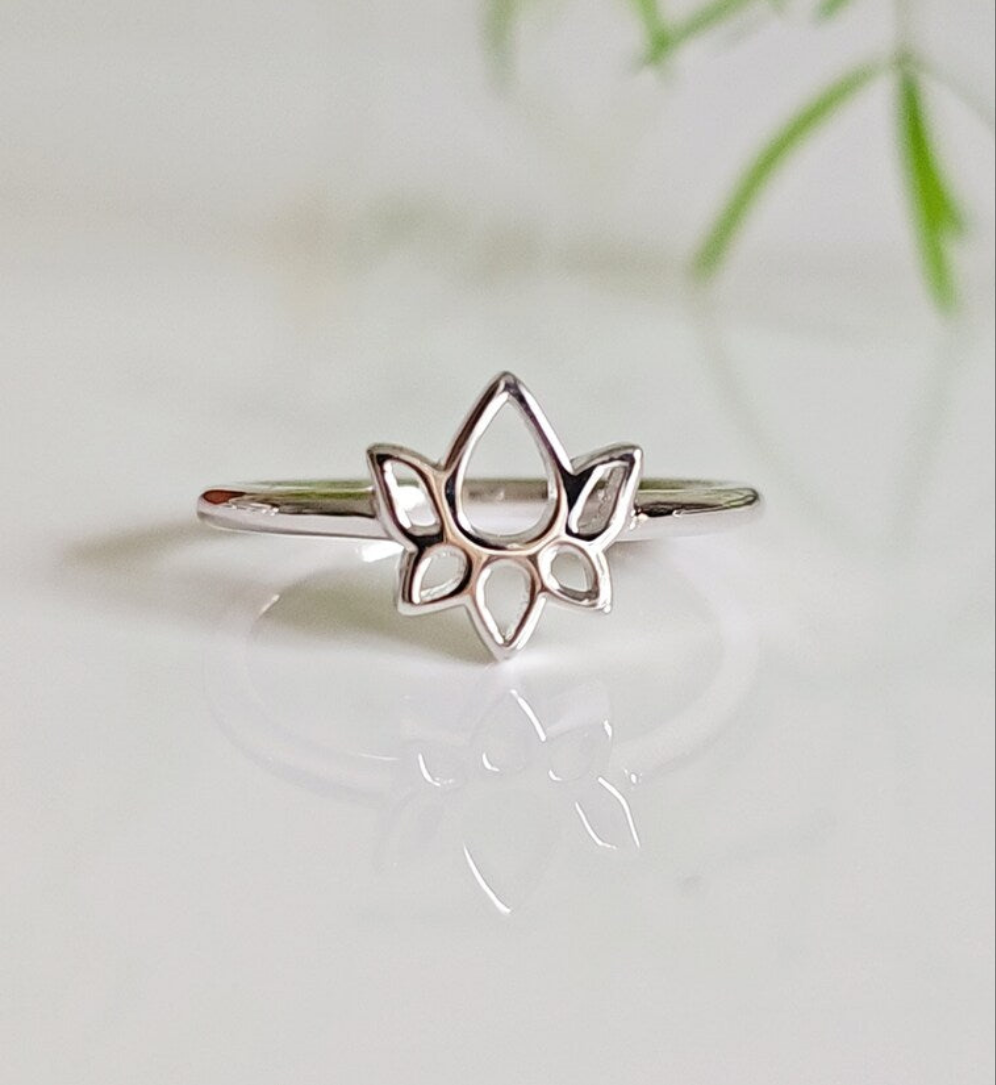 Sterling Silver Lotus Flower Ring - view 3