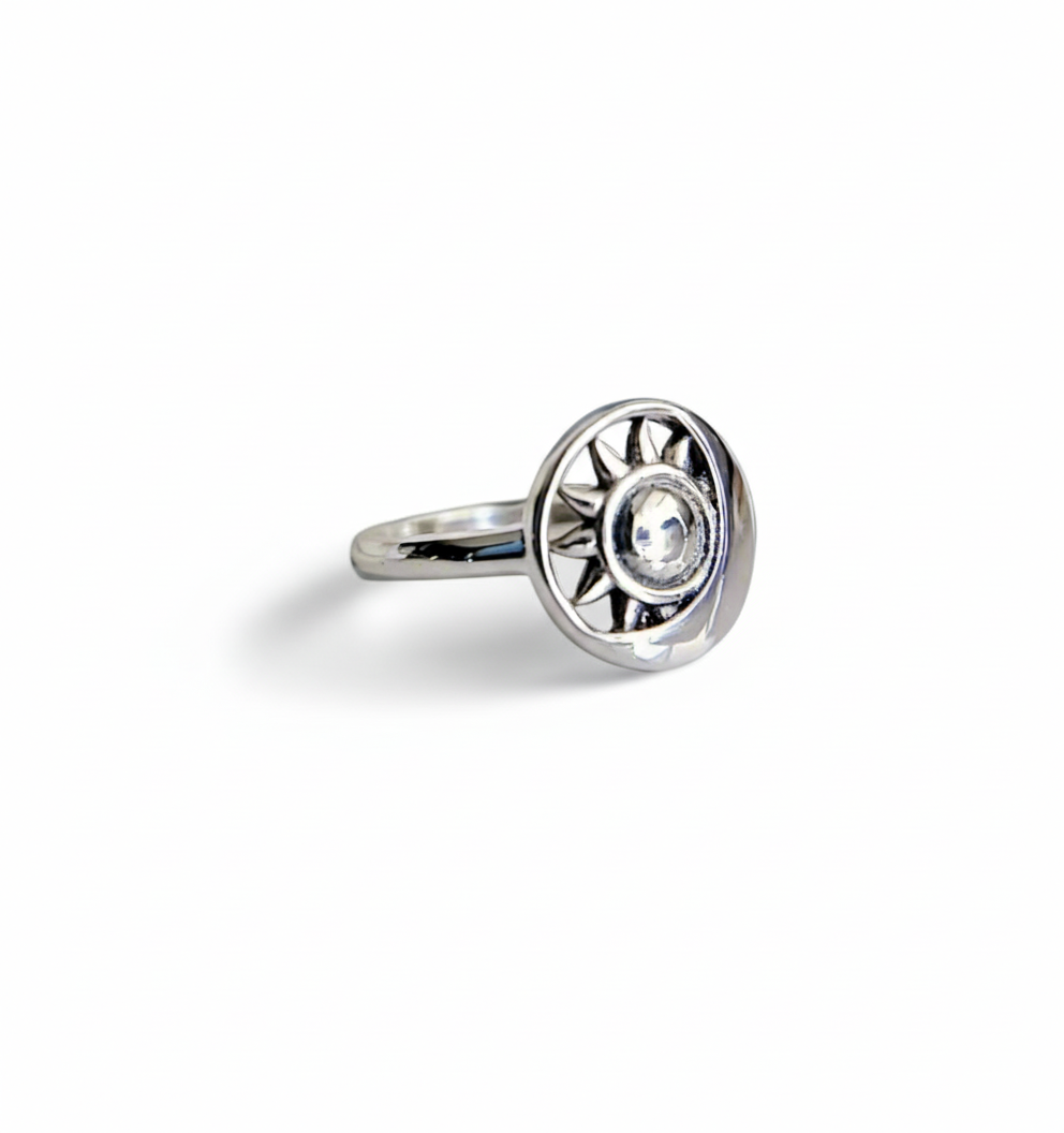 Sterling Silver Sun Eclipse Moon Ring - view 5