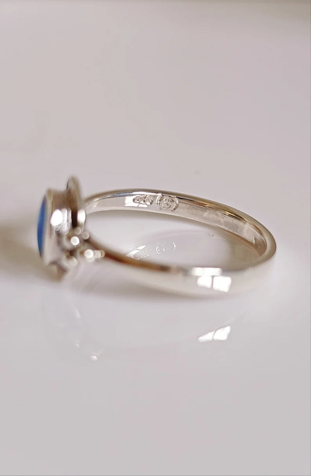 Sterling Silver Blue Opal Ring - view 3