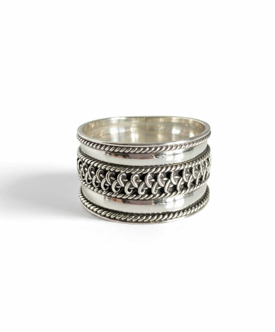 Sterling Silver Wide Bali Ring