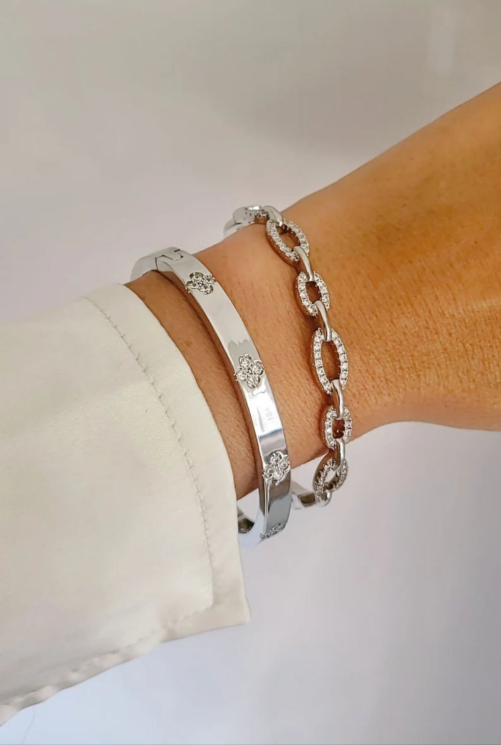 Silver Chain Bangle Bracelet - view 6