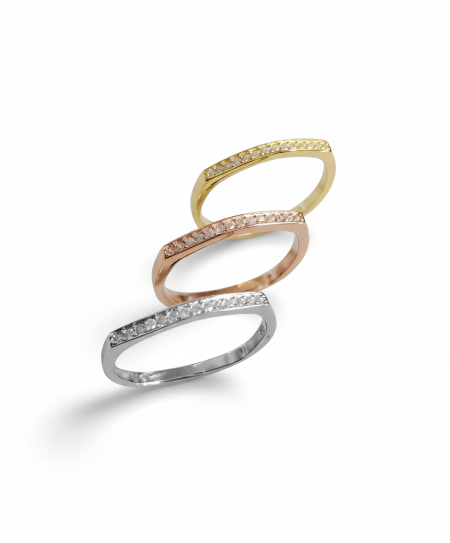 Sterling Silver Square Top Band, Gold, Silver or Rose Gold Ring