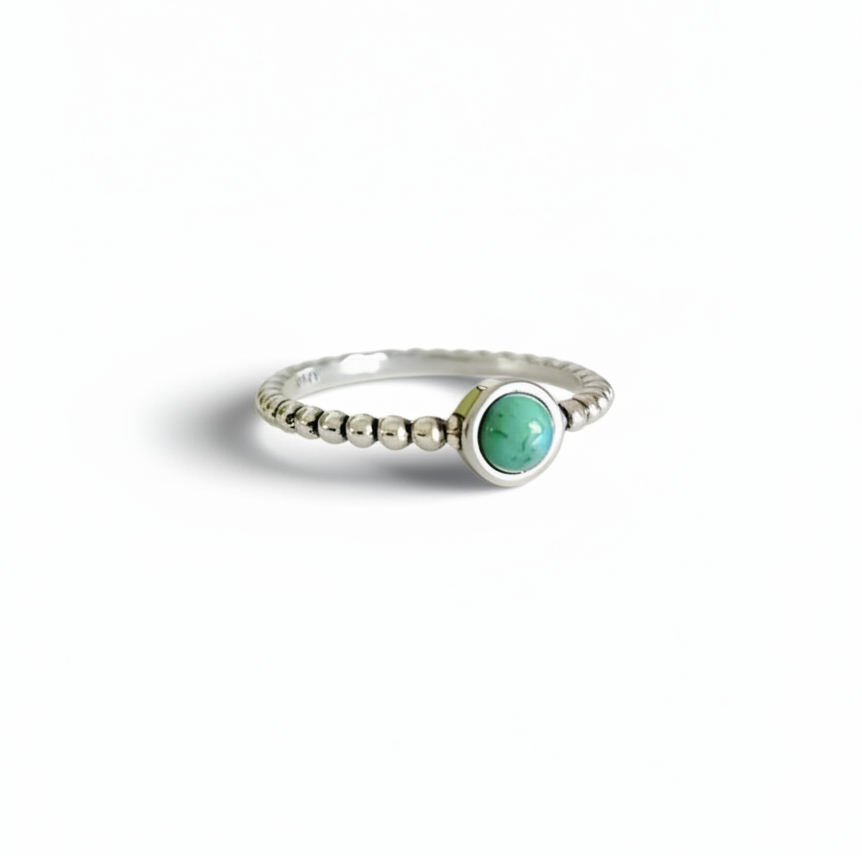 Sterling Silver Dainty Turquoise Ring - view 5