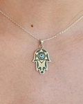 Sterling Silver Mother of Pearl Evil Eye Pendant Necklace - view 3