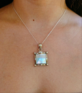 Sterling Silver Natural Mother of Pearl Pendant Necklace - view 4